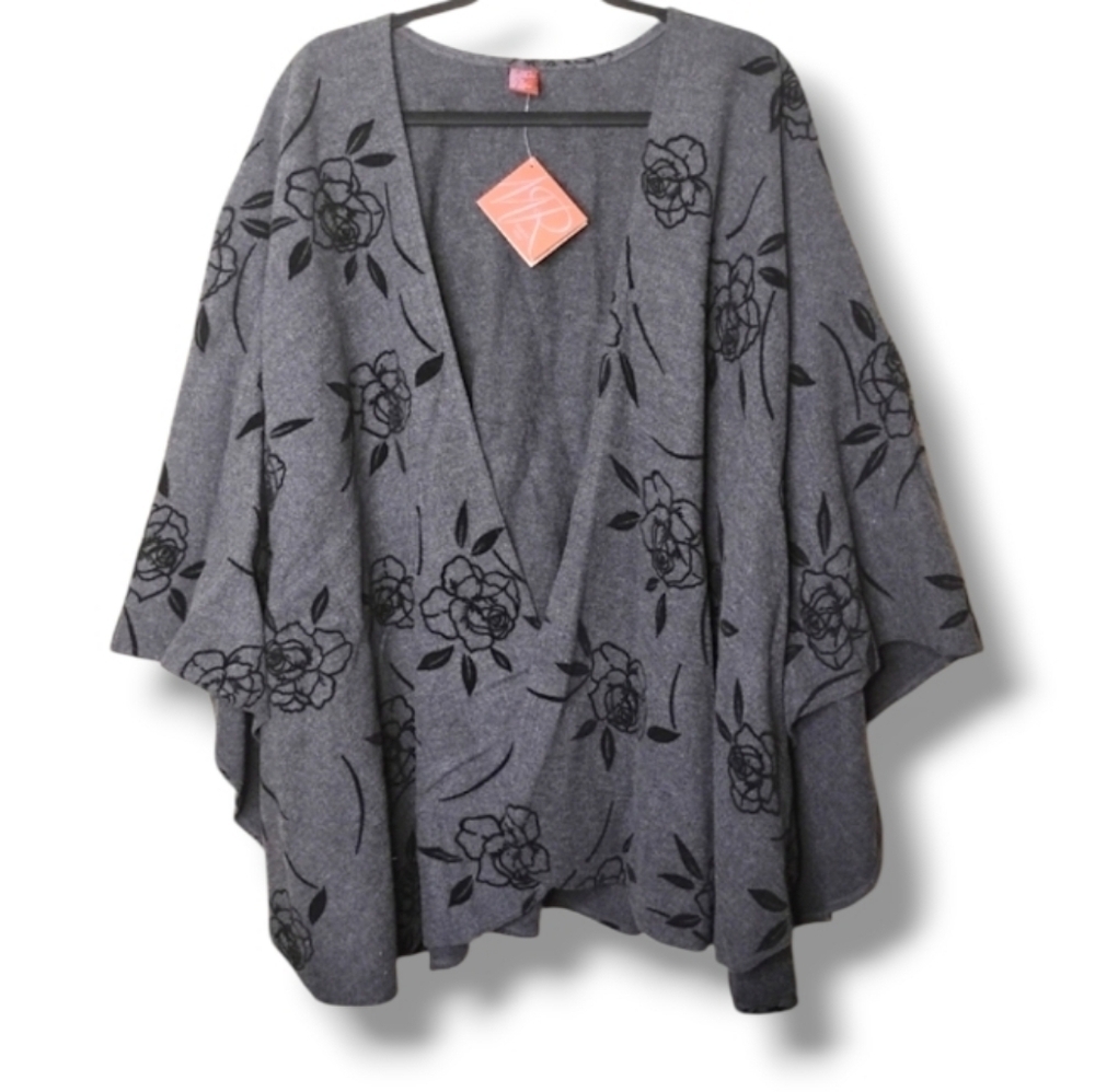 Madison Ridge Velvet Floral Wrap Shawl OS NWT